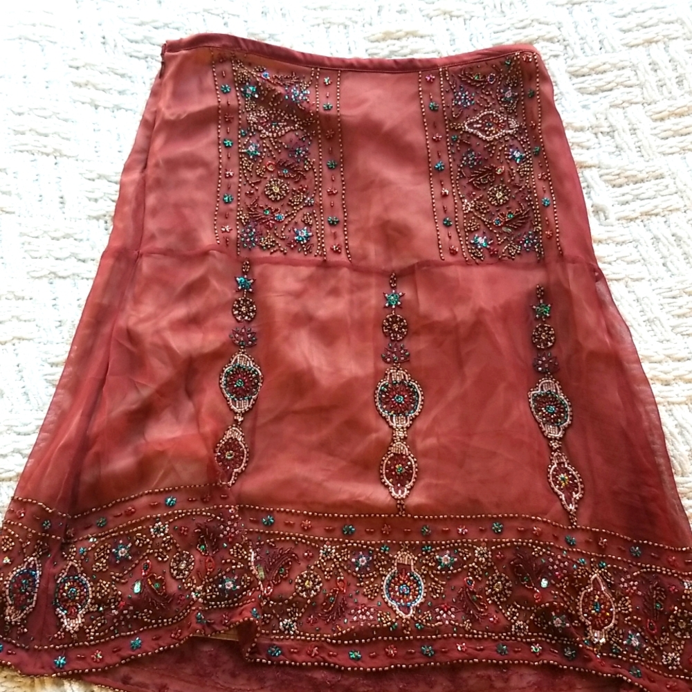 Plenty brand silk sequined skirt, Auburn, size 4